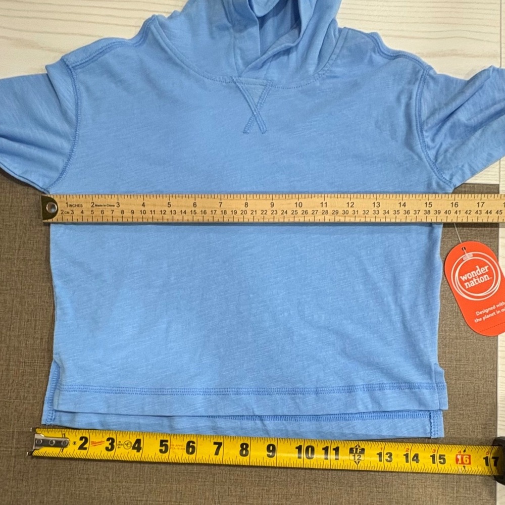 Blue Slub Jersey Pullover Hoodie Kids X-Small 4-5 Long Sleeve Fall Wonder Nation - Picture 9 of 9